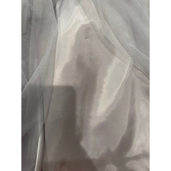 Marina Large Silver Gray Knee Length A-Line Tulle Cocktail Party Formal Skirt - Picture 6 of 6